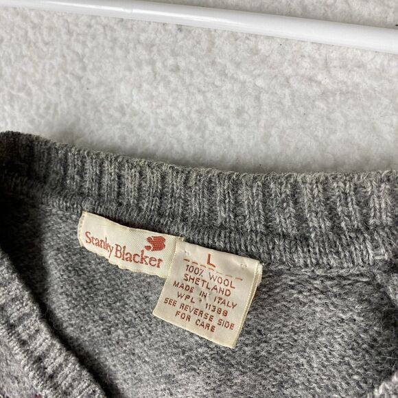 Vintage Stanley Blacker Sweater Vest Mens Size L 100% Shetland Wool Knit Italy - Picture 7 of 12